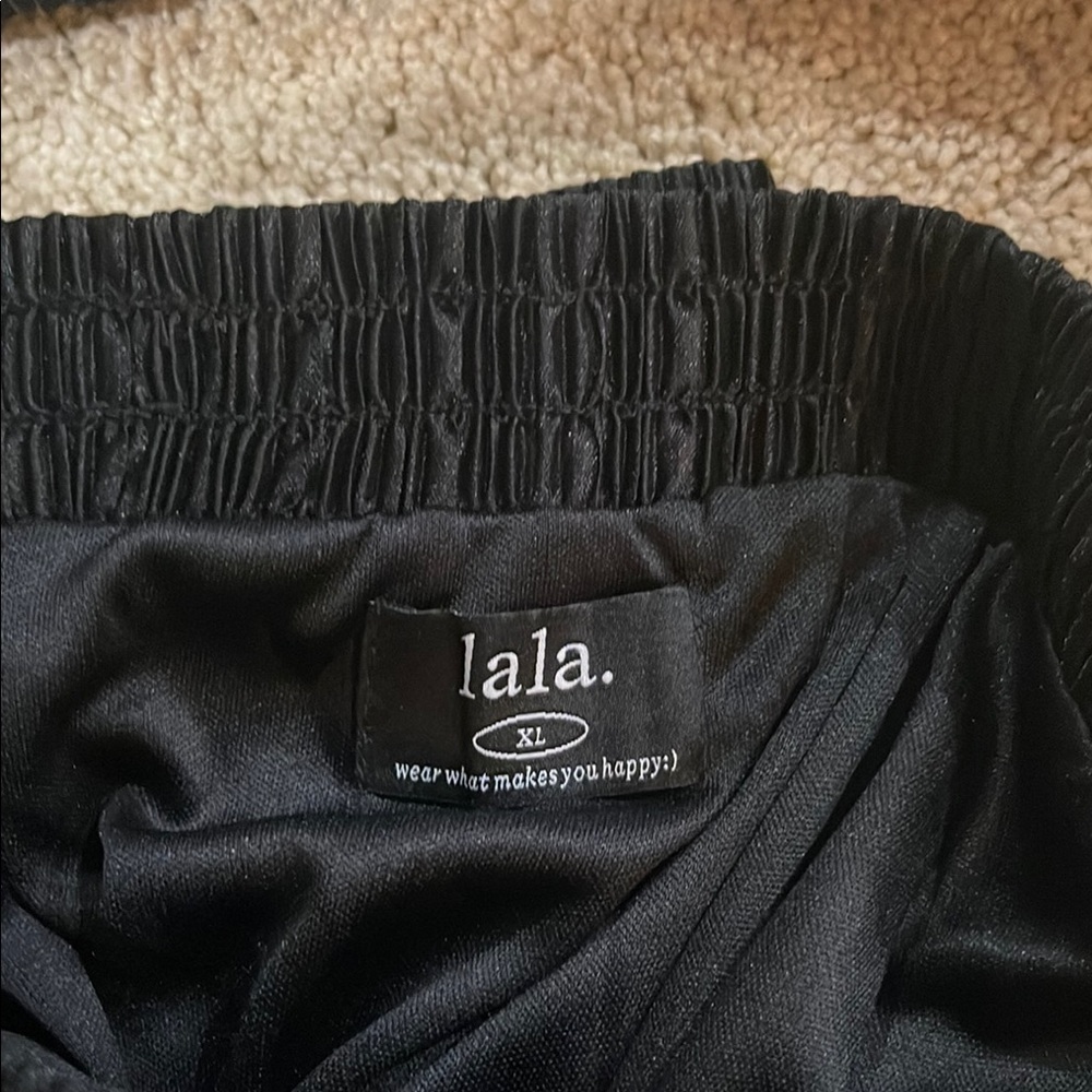 Dressed in LALA Black Button Down Shirt & Skirt - Picture 9 of 10